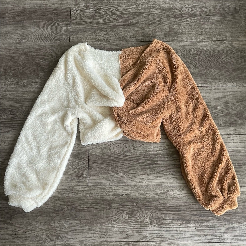 SHEIN SXY | Brown & white | Cropped fur sweater | Small
